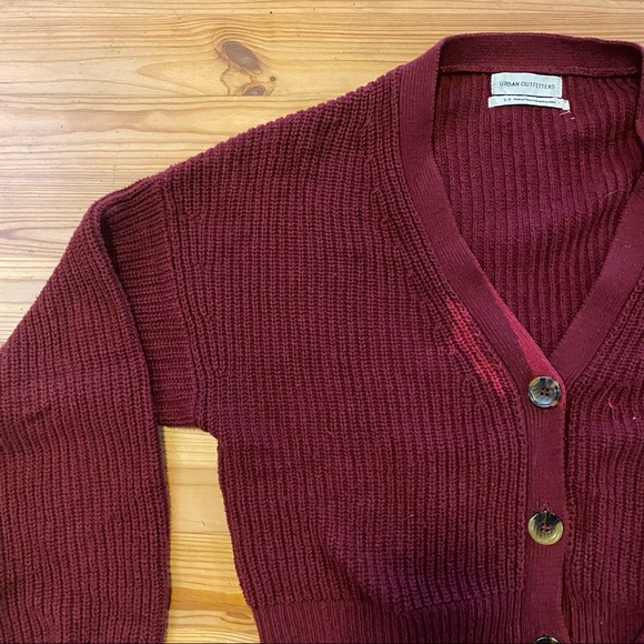 Urban Outfitters Sweaters - Urban Outfitters cropped discolored knit burgundy crop loose cardigan sweater